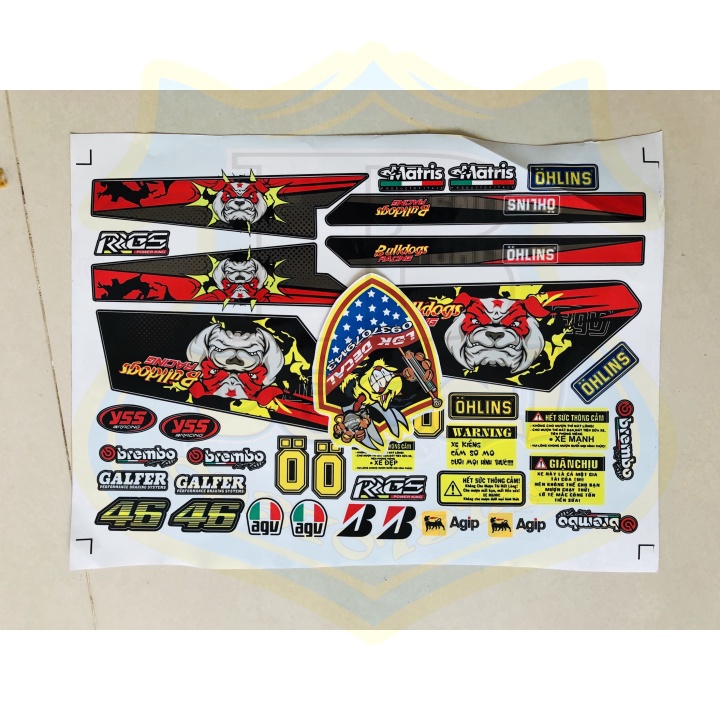 ( Quí khách vui lòng mang ra tiệm cho thợ dán ) Tem DREAM CHÓ BULL DOG