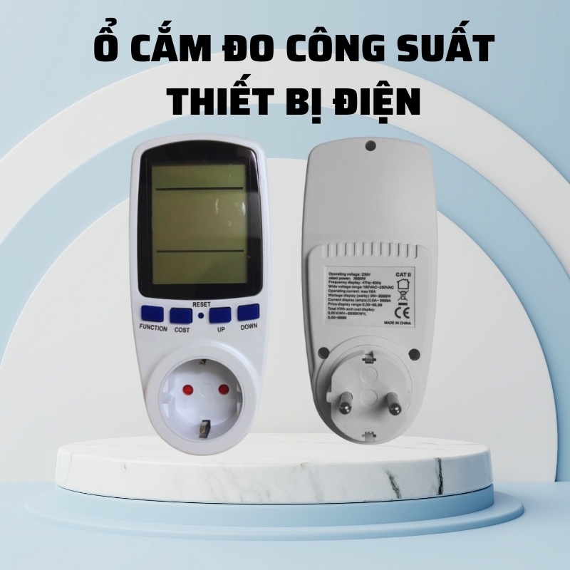 Thiết bị đo công suất, Ổ cắm đo điện áp điện năng tiêu thụ các thiết bị điện 220V - Chất Lượng Cao