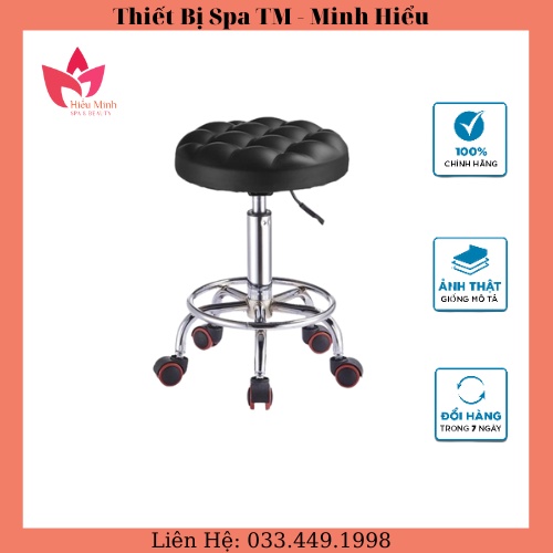 Ghế đôn hơi spa, ghế xoay chân lốc có bánh xe,nâng hạ cao thấp dùng trong spa, phun xăm, tmv