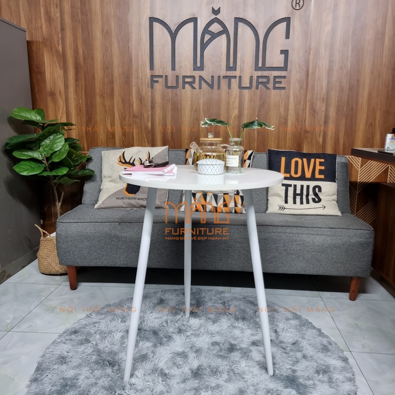 Bàn cafe tròn mặt gỗ 60x60 chân cao, sắt ống côn siêu chắc, làm bàn trà hoặc bàn uống cà phê - mẫu bt04