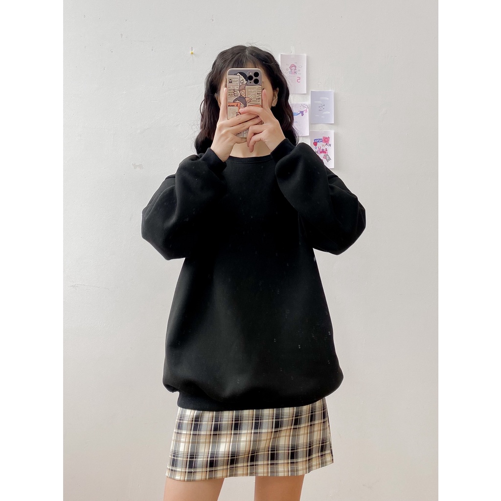 [HÀNG CÓ SẴN] Áo nỉ oversize May Boutique áo nỉ dài tay trơn màu Đen ABS21H_110.001_BL_F | BigBuy360 - bigbuy360.vn