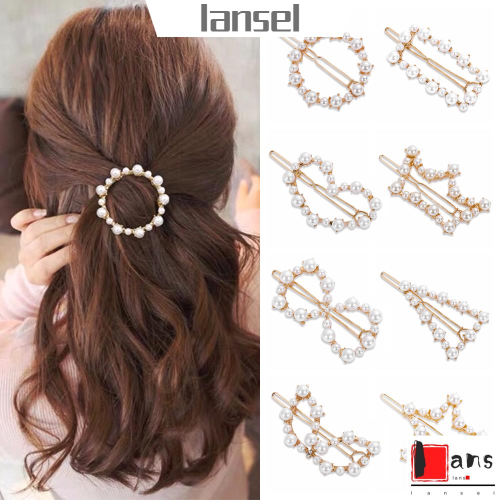 Kẹp Tóc Đính Ngọc Trai Bằng Kim Loại Thanh Lịch Cho Nữ