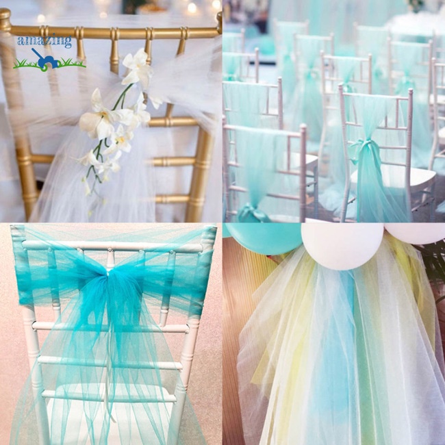 Cuộn Vải Tuyn 50CM*5Y Trang Trí Lưng Ghế Cho Tiệc Cưới
