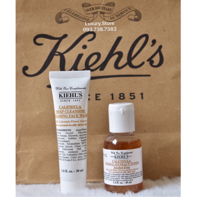 Set Sữa rửa mặt & Toner hoa cúc Kiehl's minisize