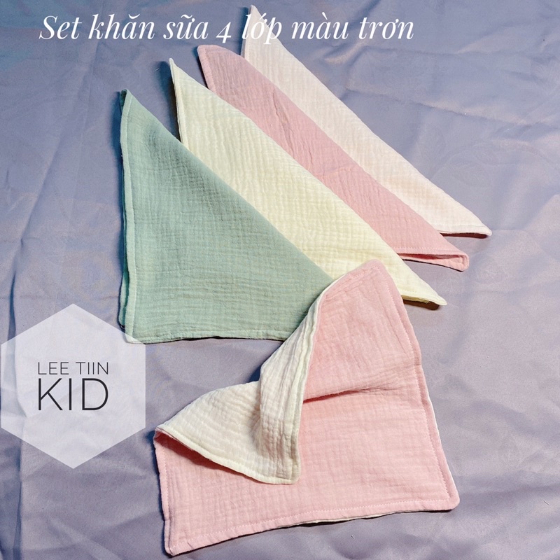Set khăn sữa xô muslin organic màu trơn tông hàn quốc siêu xinh