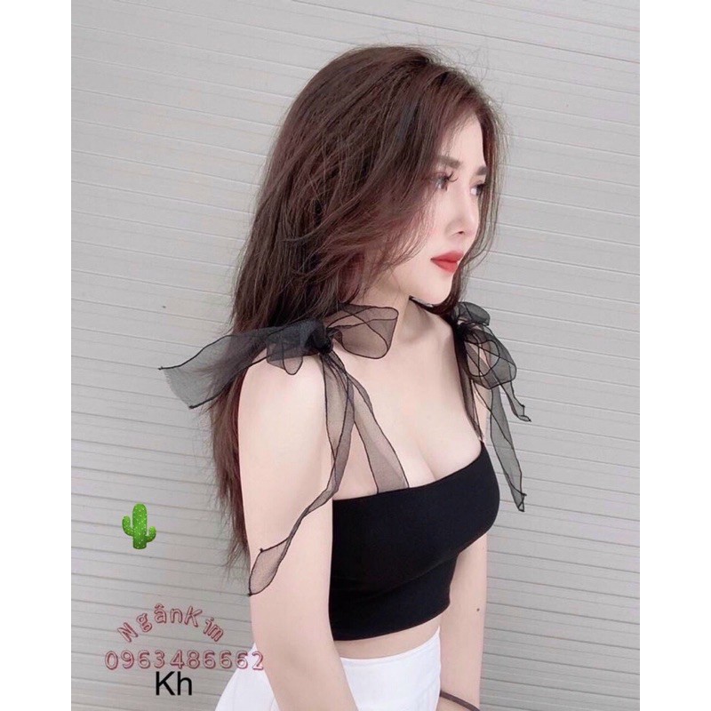 Áo hai dây voan kiểu điệu đà🍓🍓 croptop 2 dây tiểu thư