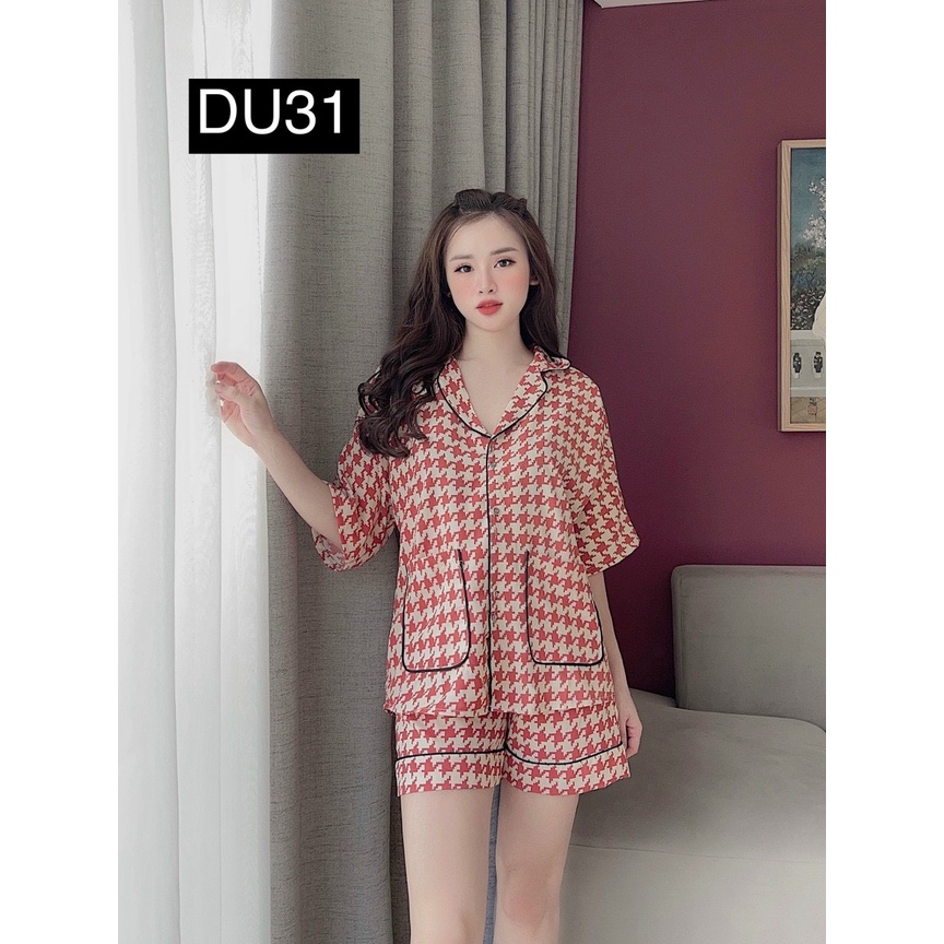 Set Pizama Nữ Mặc Nhà - Đồ Bộ Pijama Ngủ Đồ Bộ Ngủ Nữ Tay Dài Satin Cao Cấp Họa Tiết Sọc Phối Cảnh Siêu Sang_Hình Th