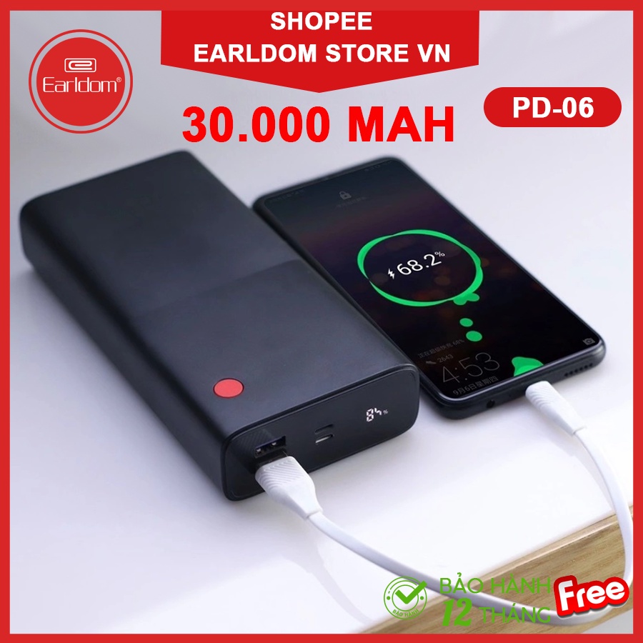 ✔️ Bảo Hành 99 Năm ✔️ Sạc Dự Phòng Earldom 30.000mAh PD-06 Chính hãng Earldom | EARLDOM STORE VN ✔️