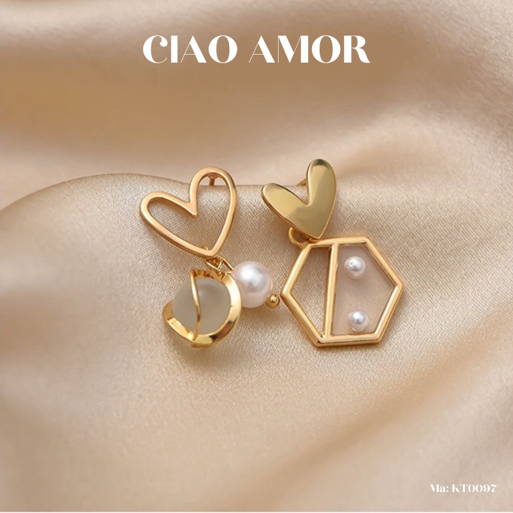 Khuyên tai nữ, Bông tay trái tim tiểu thư trang sức Ciao Amor - KT0097