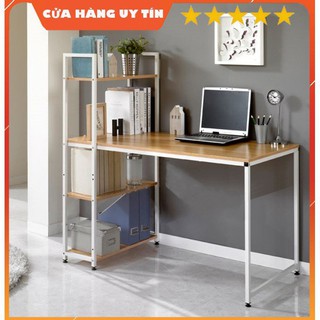 Bàn Làm Việc Kèm Kệ Sách ⚡ Đa Năng ⚡ Kiểu Dáng Hiện Đại, Mặt Gỗ Chân Sắt Cao Cấp, Chắc Chắn