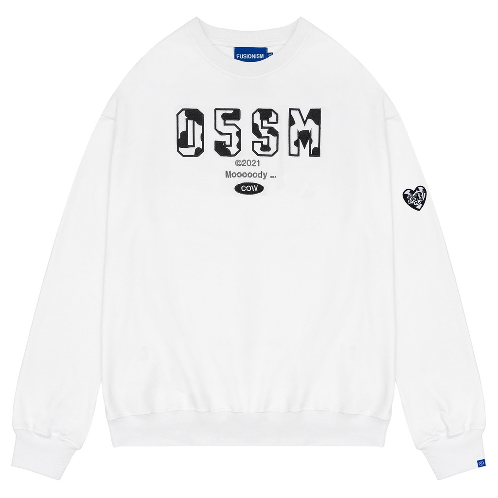Áo Sweater Thêu Logo Bò Sữa 05SM Fusionism - Màu Trắng Đen - Unisex - Form Oversize