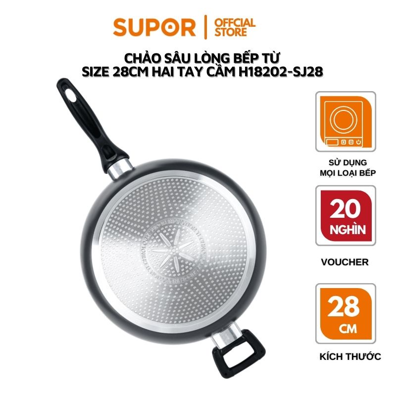 Chảo bếp từ sâu lòng Supor H18201-SJ28 hai quai hàng chính hãng