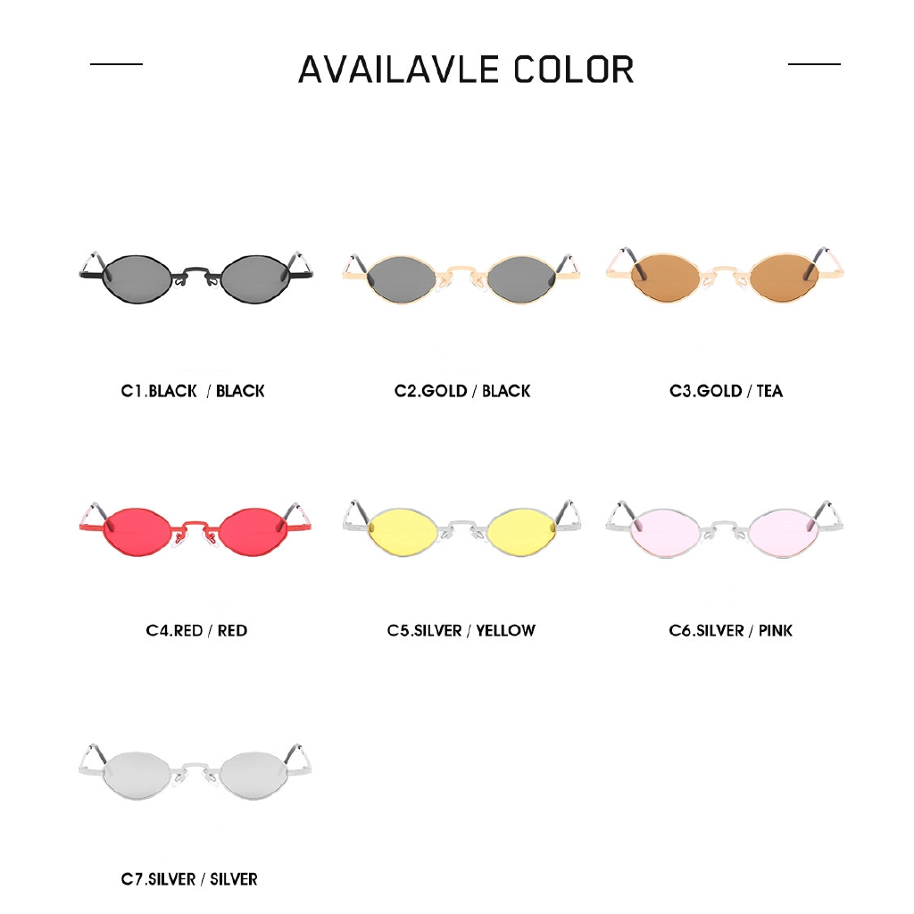 Kính mát Thời trang kim loại hình bầu dục Nam và Mỹ