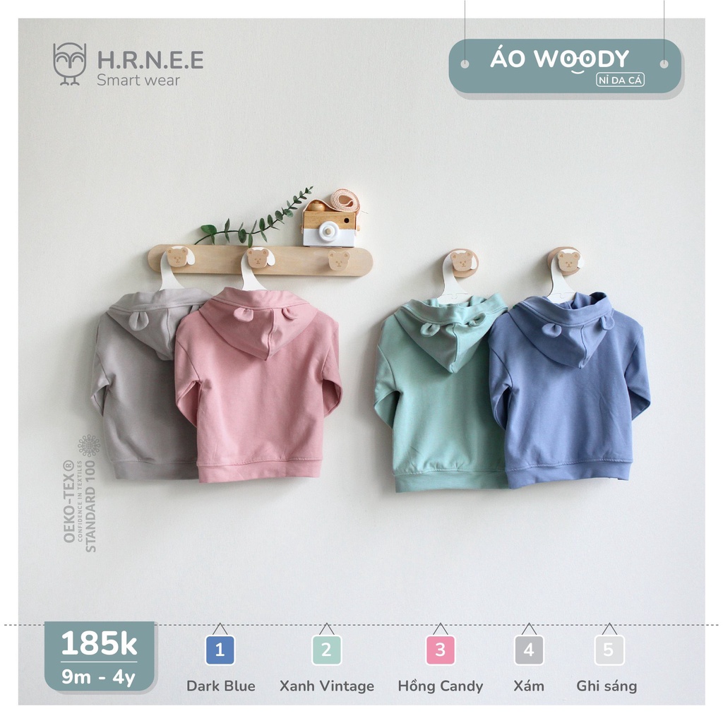 Áo nỉ có mũ woody Hrnee cho bé trai bé gái