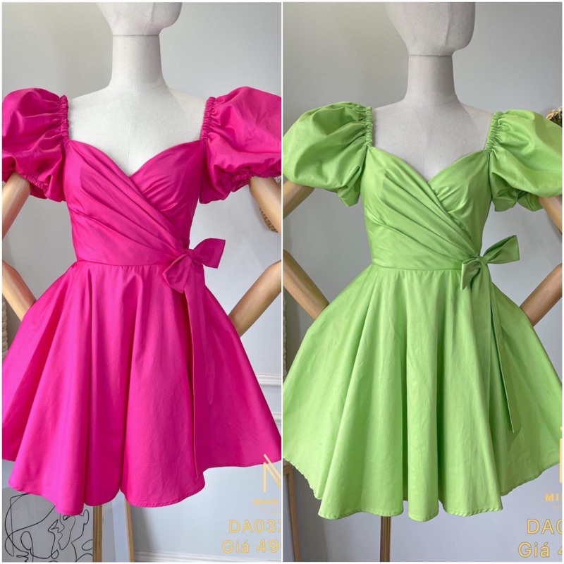 Váy Hồng Baifern Chéo Ngực Chất Thô Xinh Xắn (Hàng Loại 1) Đầm Xoè Tiểu Thư