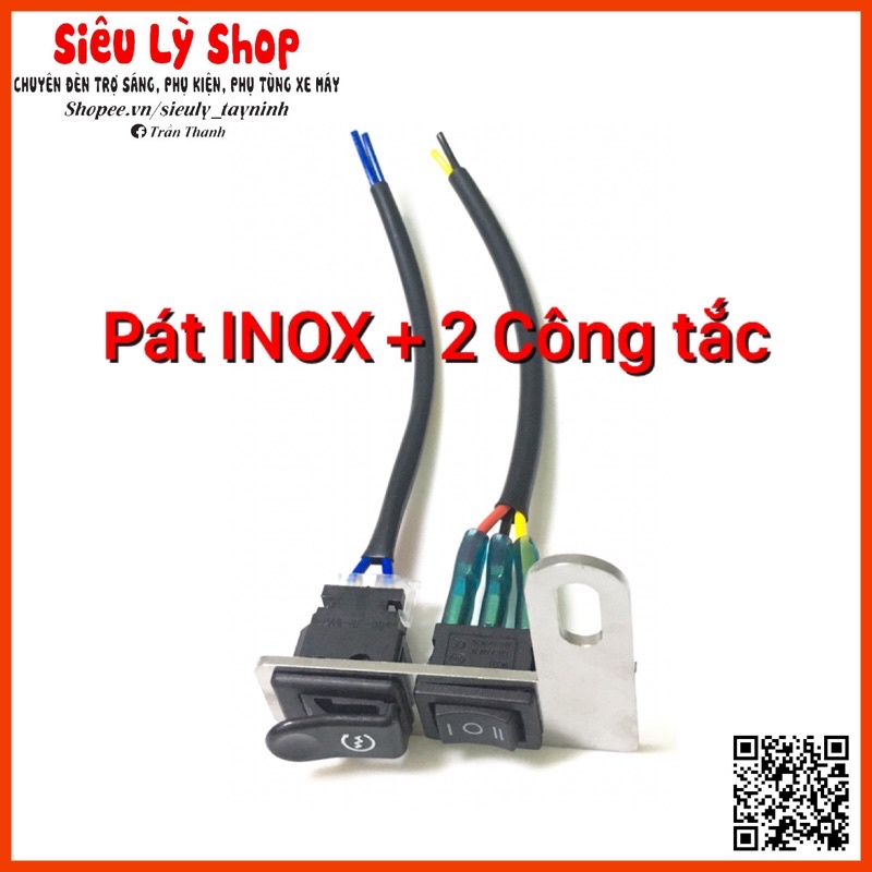 Pát 2 Công tắc đèn trợ sáng - INOX (Ko công tắc)