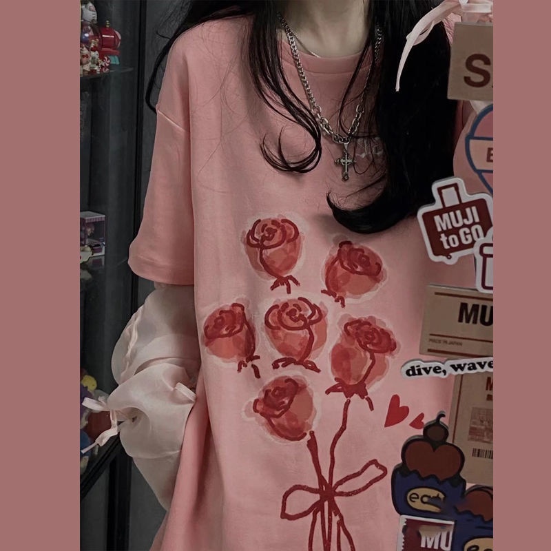 Áo Thun Ngắn Tay Dáng Rộng Thiết Kế Mới Thời Trang Theo Phong Cách Hàn Quốc Dành Cho Nữ