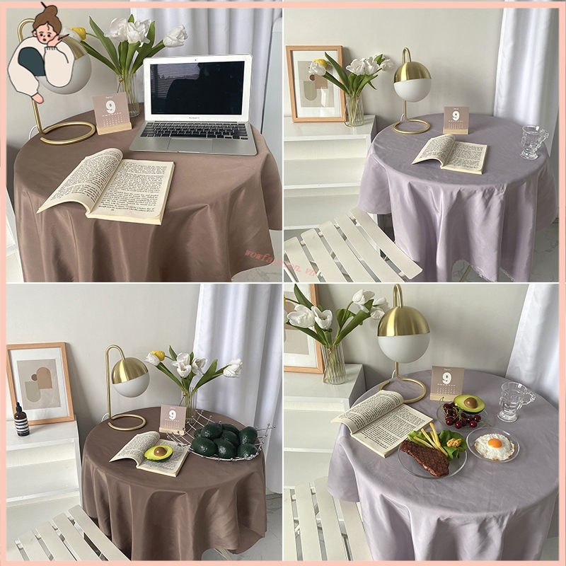 Khăn Trải Bàn Tròn Màu Trơn Không Thấm Nước Chống Bụi