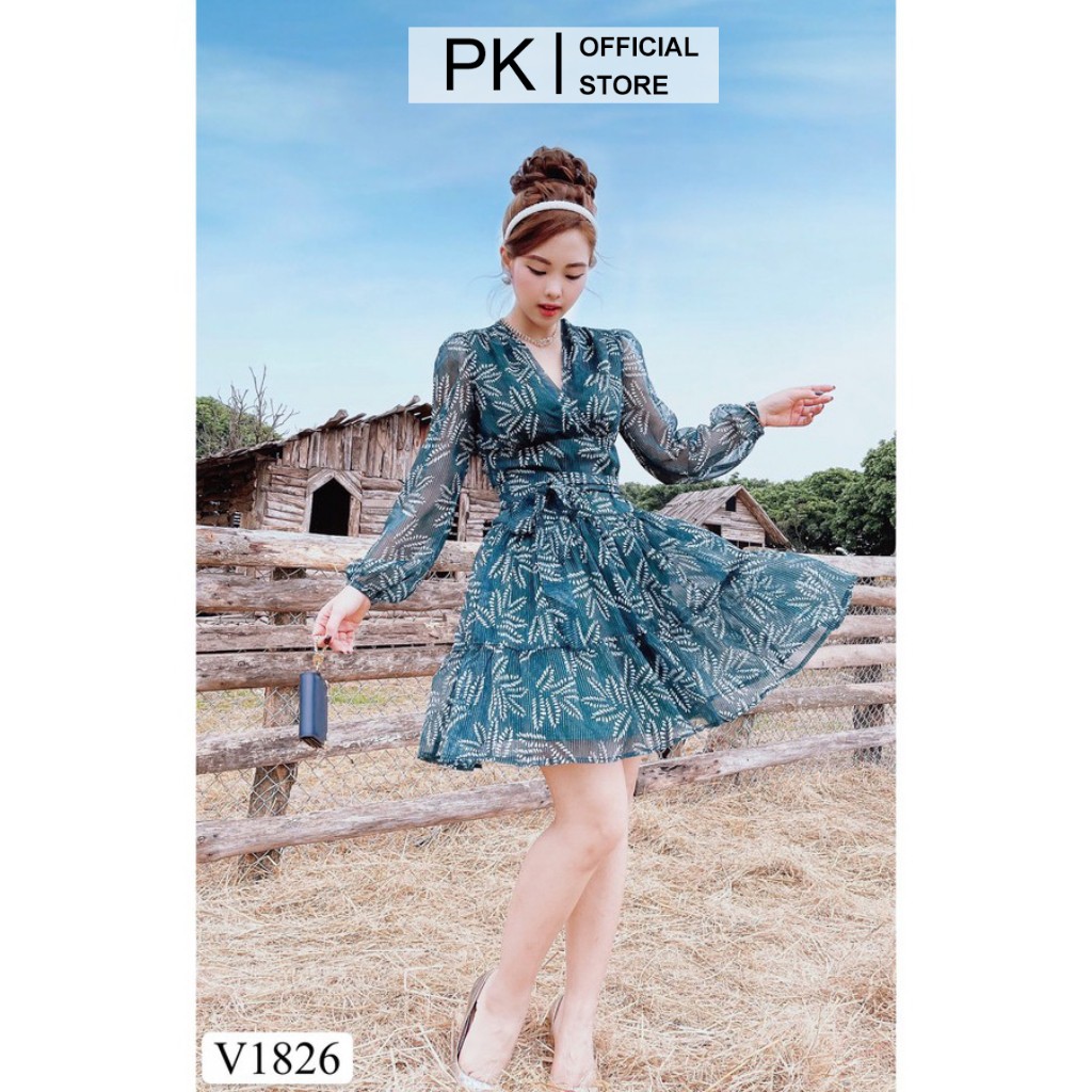 Váy Thiết Kế Dáng Xoè Voan Xanh V1826, Đầm Thiết Kế Chất Liệu Voan Cao Cấp - PK Official | BigBuy360 - bigbuy360.vn