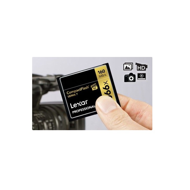 Thẻ nhớ CF Lexar 64GB Pro 1066X 160MB/s - cho máy ảnh chuyên nghiệp, tốc độ cao (Đen, Vàng)