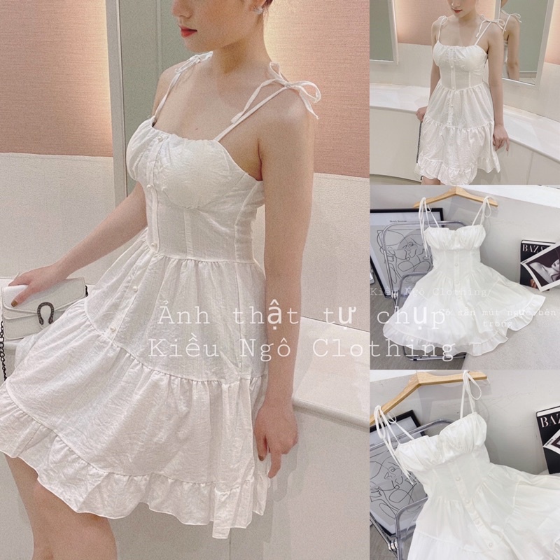 ĐẦM 2 DÂY TRẮNG CÚP NGỰC TẦNG CHÂN BÈO