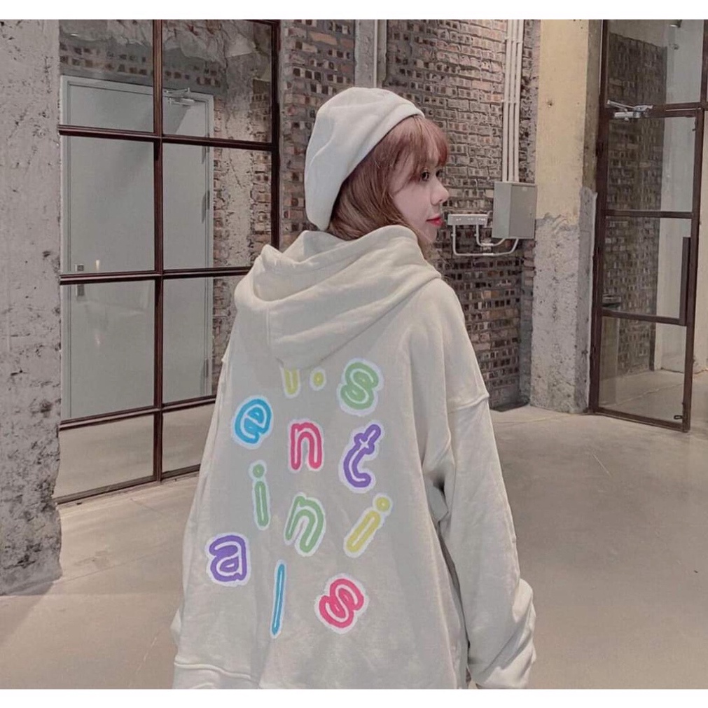 Km Áo Khoác Hoodie Tay Bồng In Chữ N Nữ  Jacket có mũ from rộng mũ hai lớp sỉ ib
