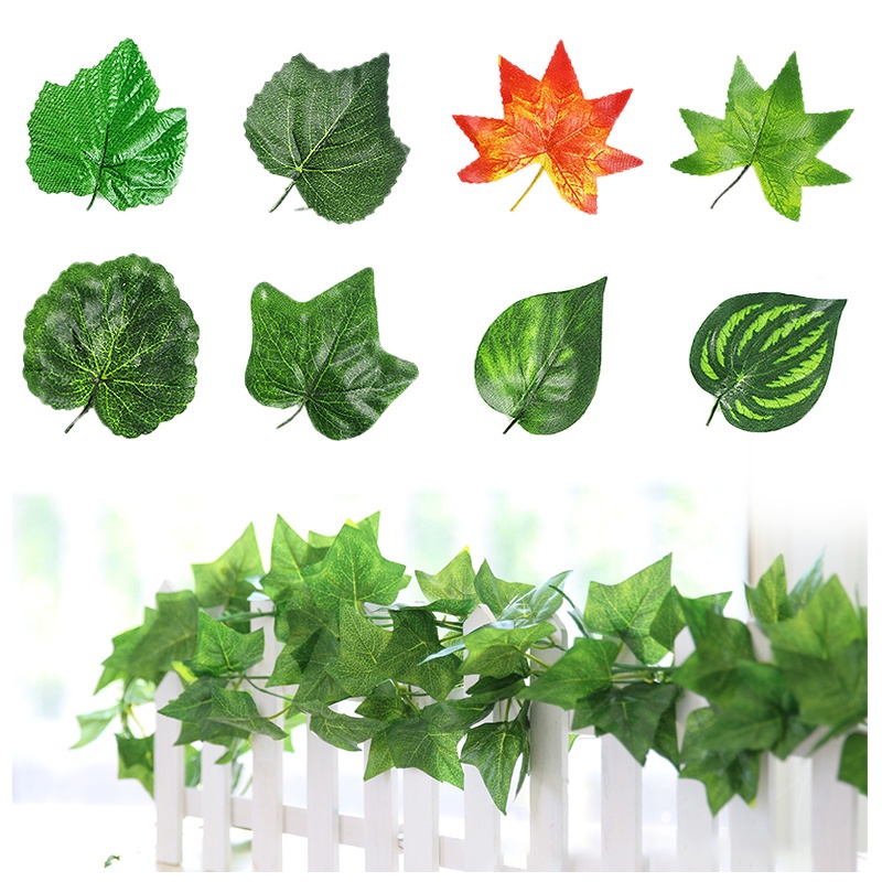 2M cây thường xuân xanh lá cây nhân tạo Cây leo dây leo / Vòng hoa trang trí bằng lụa giả / Văn phòng, khách sạn, tiệc cưới tại nhà Tự làm trang trí tường trong nhà