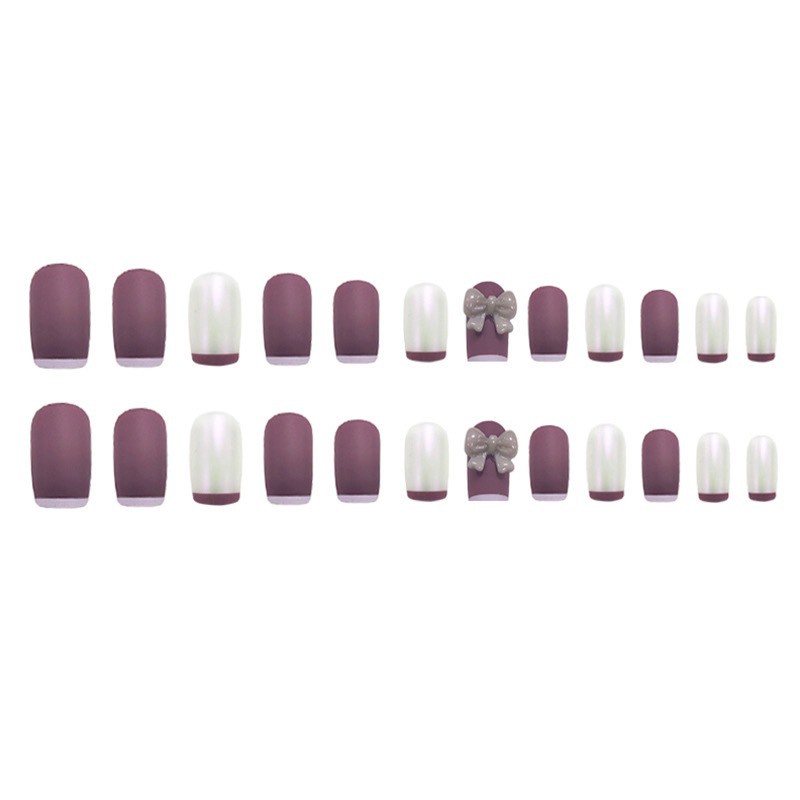 (Hàng Cao Cấp D4) Set 24 móng giả đính nơ màu hot khuôn đẹp