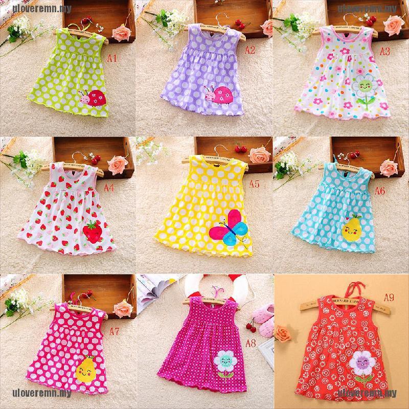 Bộ 0 Đầm Cotton Sát Nách Dáng Chữ A Cho Bé Gái Sơ Sinh