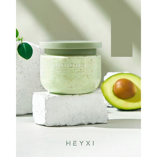 Tẩy da chết body Heyxi chiết xuất quả bơ hũ 250g, Kem tẩy tế bào chết toàn thân chiết xuất từ bơ hương thơm nhẹ nhàng