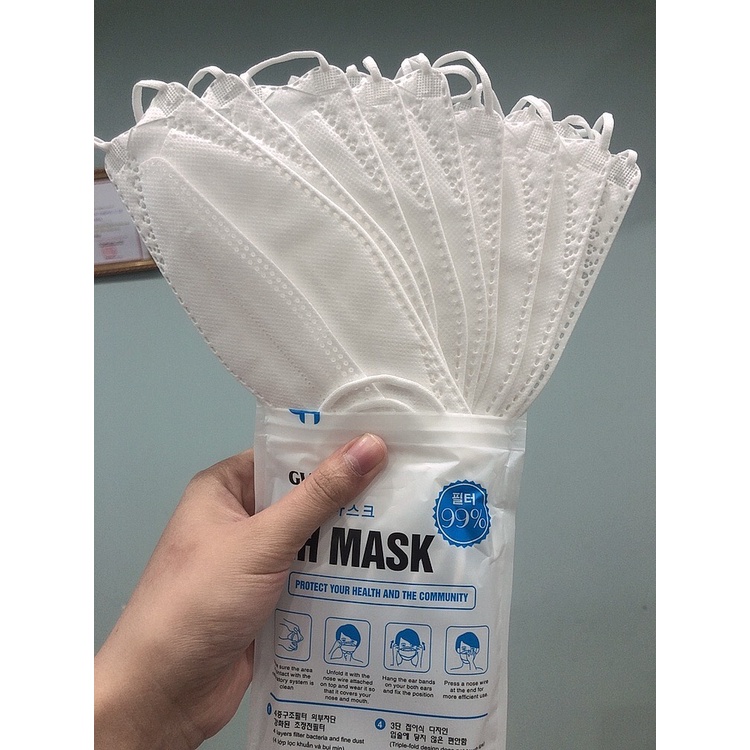 Khẩu trang Y tế KF94 GH Mask cao cấp 4 lớp, bao bền đẹp, thoáng khí, chống bụi mịn và kháng khuẩn vượt trội