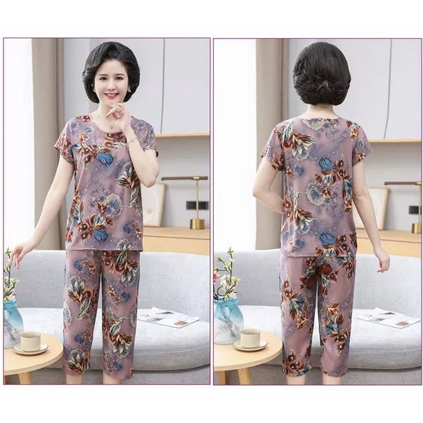 Đồ bộ trung niên, bộ trung niên chất liệu cotton  pha lanh cao cấp, mền mại thoáng mát, hoạ tiết đẹp