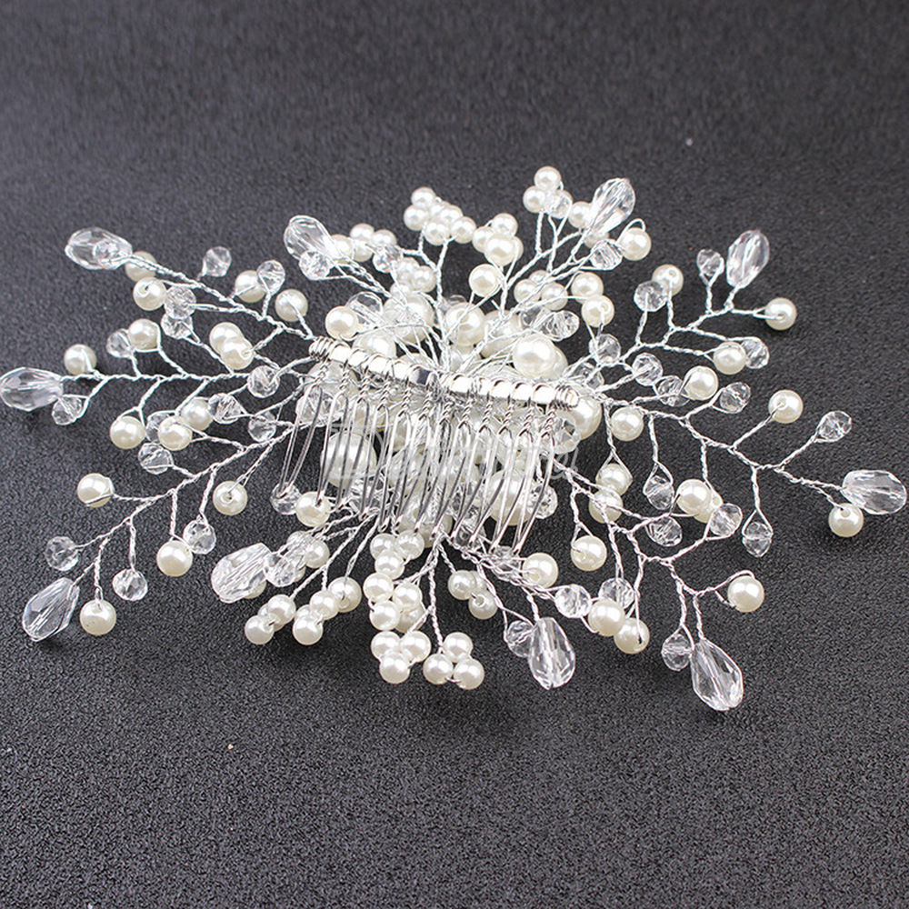 Lược cài tóc cho cô dâu đính ngọc trai sang trọng