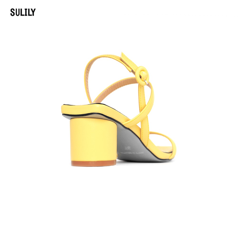 Giày Sandal Gót Trụ 5 phân Sulily SGT1-II20 màu vàng