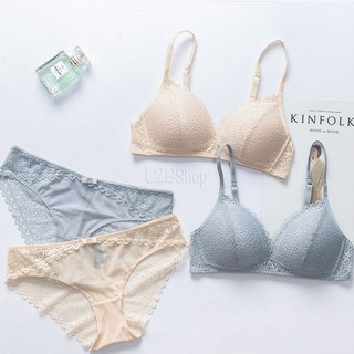 Bộ Quần Áo Lót Ren Nâng Ngực, Không Gọng Xuất NHẬT QC36