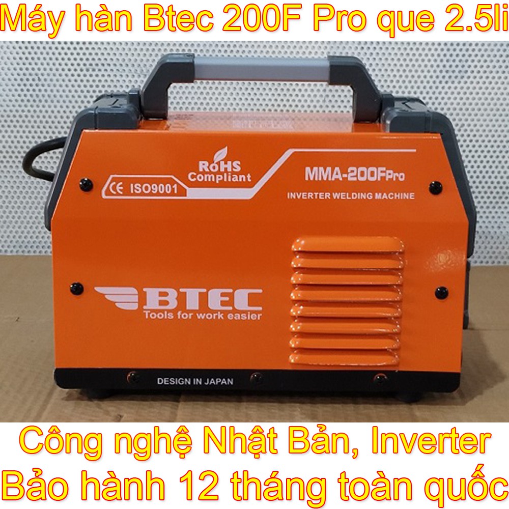 Máy hàn que điện tử mini BTEC 200F Pro chính hãng - Máy hàn sắt que 2.5mm, công nghệ Nhật bản, BH 12 tháng toàn quốc