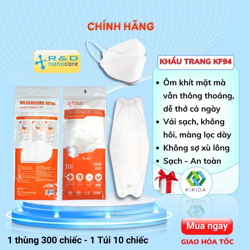 Khẩu Trang KF94 Hàn Quốc Kháng Khuẩn (1 thùng) SELVER CARE 3D Quai mềm Chắc chắn vải sạch