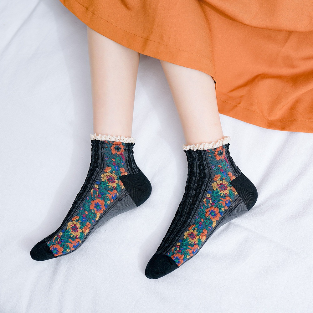 Vớ WAFNHA D404 phối ren phong cách dân tộc thời trang cho nữ