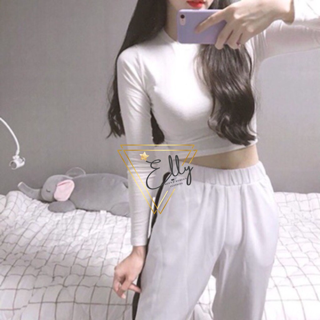 Áo croptop dài tay dáng ôm siêu tôn vòng 2