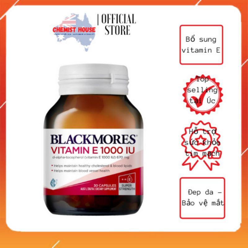 [ Hàng Chuẩn ÚC ] Blackmores Natural Vitamin E 1000IU - Viên uống bổ sung vitamin E 30 viên | Thế Giới Skin Care