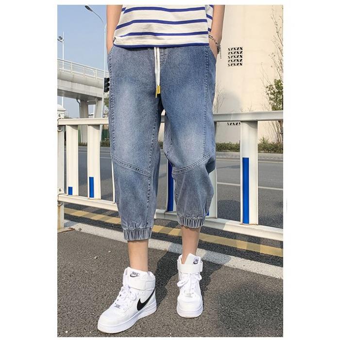 Quần Jean Jogger Unisex ⚡𝐅𝐫𝐞𝐞𝐒𝐡𝐢𝐩⚡ Quần Ngố Bò Nam Nữ ⚡ Có Dây Rút Cạp Chun - Chất Vải Jean Cotton Co Giãn *