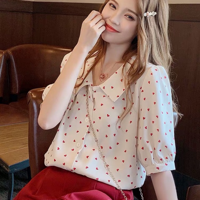 Sơ mi cổ sen tay bồng