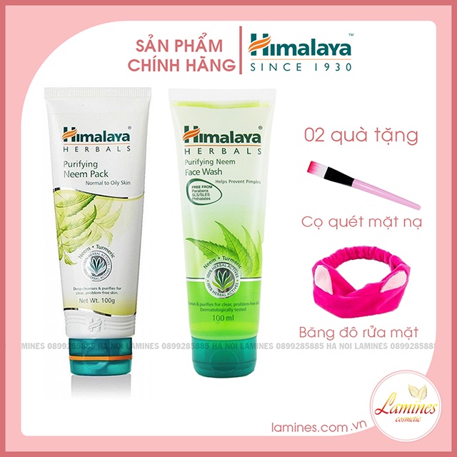 [Quà Tặng] Combo Làm Sạch Dầu Thừa Mụn Ẩn Làm Sáng Da Himalaya Neem Face Pack 100ml + Himalaya Neem Face Wash 100ml