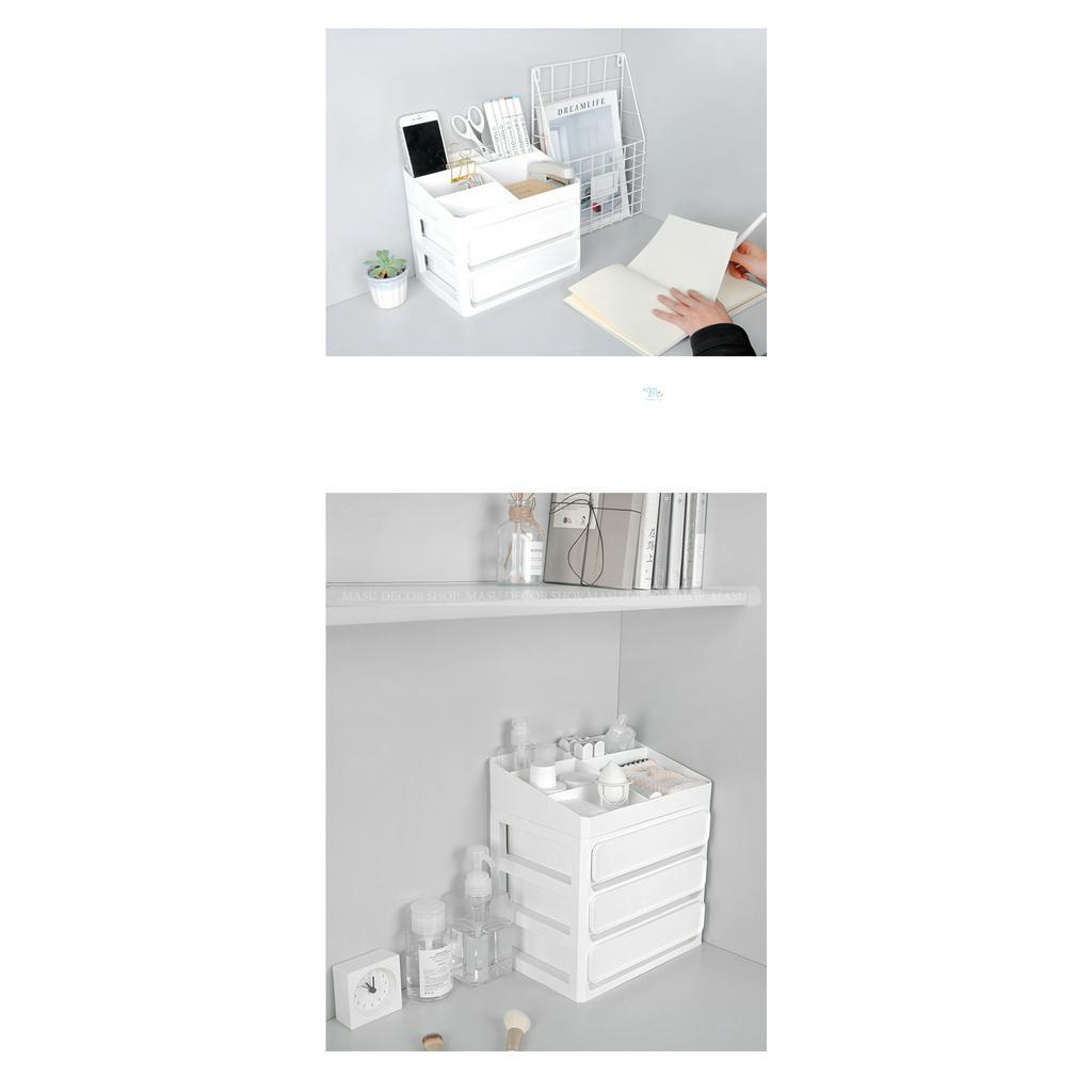 Kệ bút 2 tầng - 3 tầng màu trắng + tặng sticker decor kệ