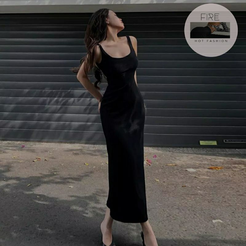 Đầm body dáng dài ba lỗ khoét lưng cột dây sexy cá tính FIRE.VN1