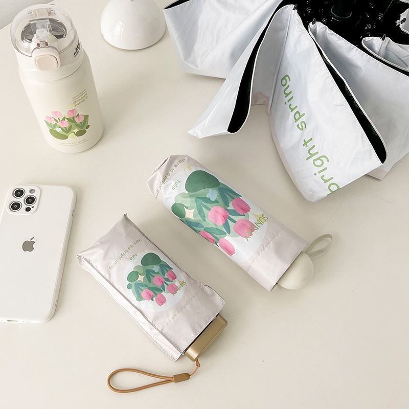 Dù Che Mưa Chống Tia Cực Tím Siêu Nhẹ Hình Hoa Tulip 50%