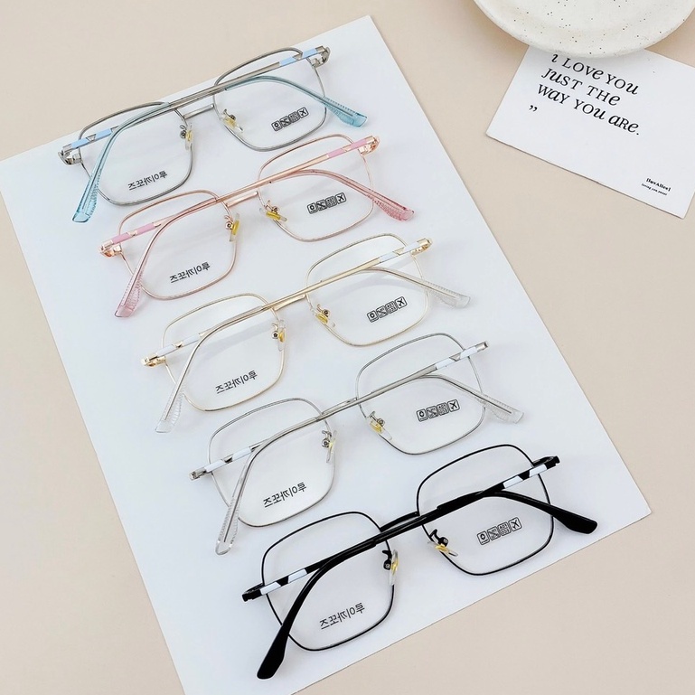 Mắt Kính Gọng Cận Cao Cấp Form Vuông Kim Loại 655 Lyly Phong Cách Ulzzang Siêu Xinh - Hazo
