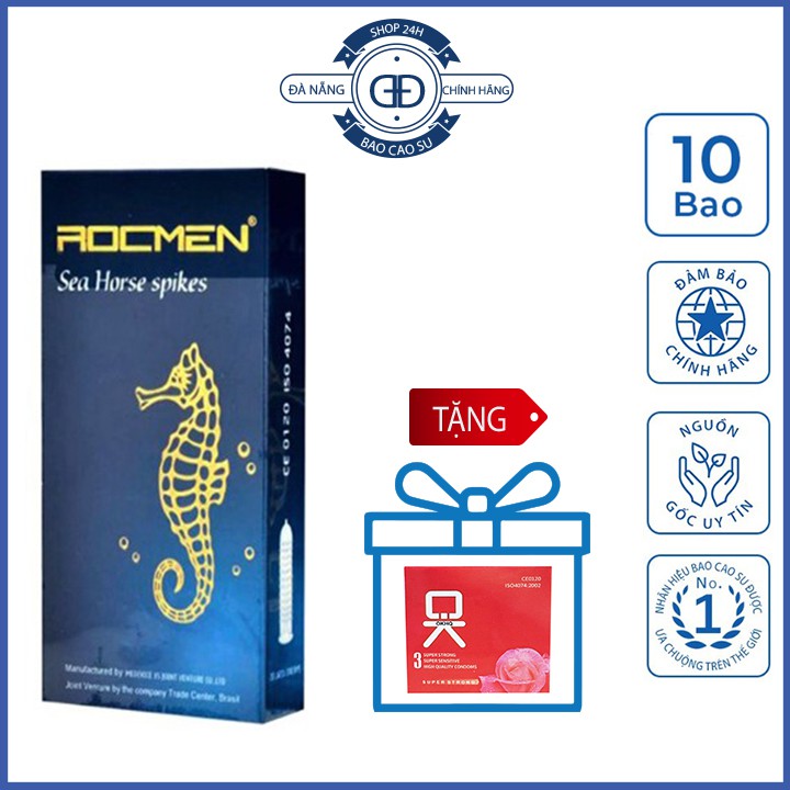 [Hàng Chính Hãng] Hộp 10c bao cao su Kéo Dài Thời Gian ROCMEN xanh BCSRX001