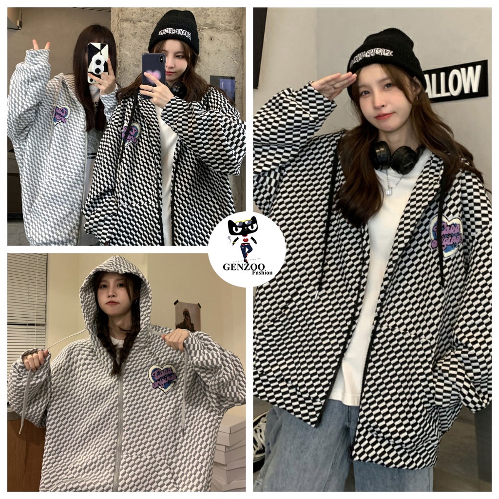 Áo khoác Hoodie Hàn Quốc CARO Áo khoác Unisex chất len cá tính hot trend - GEN_ZOO