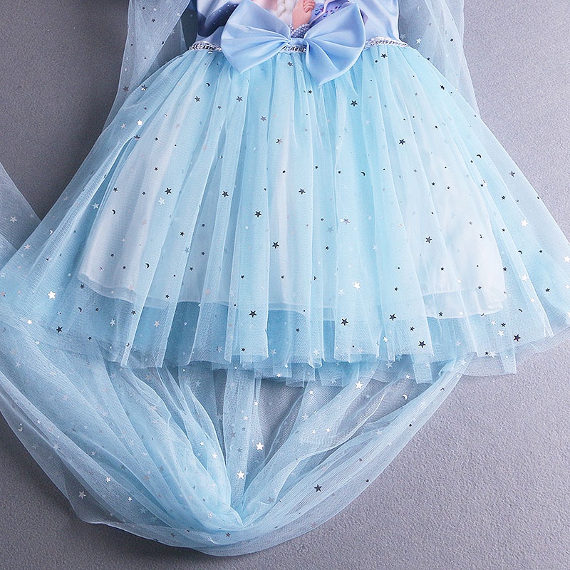 Đầm Ngắn Tay Họa Tiết Hoạt Hình Frozen Thời Trang Mùa Hè Dành Cho Bé Gái